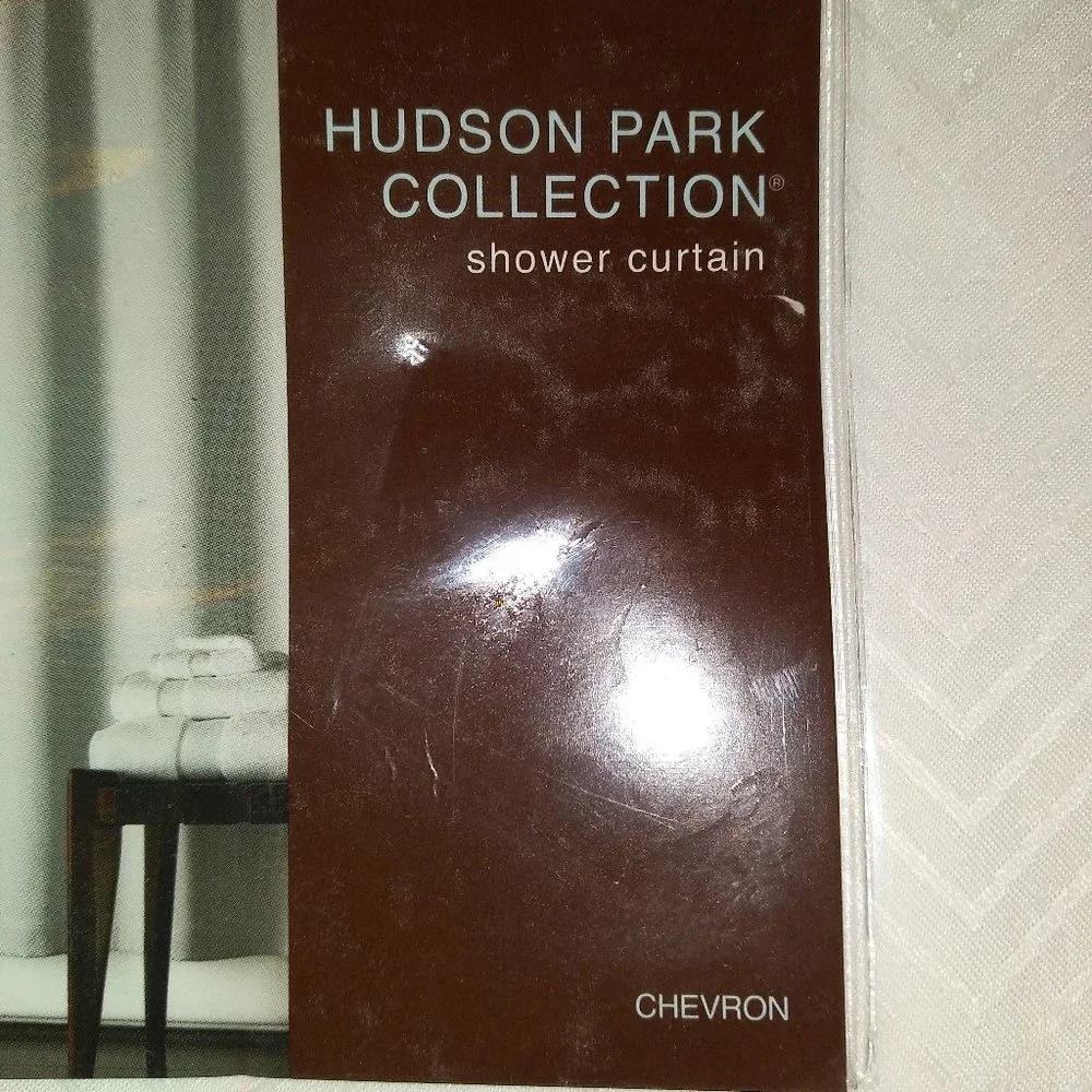 Hudson Park White Chevron Shower Curtain